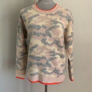 Anthropologie Womens Pink Grey Camo Sweater Pullover Long Sleeve Size Small